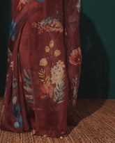 Organza Hand Embroidery Floral Saree